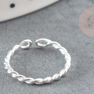 Bague réglable torsadée argent 925 massif 20mm, x1 (G9138)