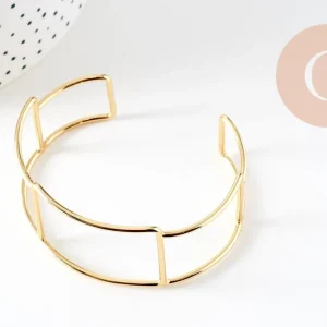 Bracelet manchette jonc réglable laiton 18k  51mm, x1 (G5261)
