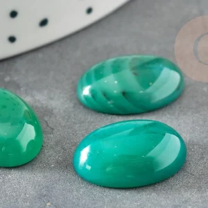 Cabochon ovale agate naturelle vert 18x13mm, x1 (G1972)